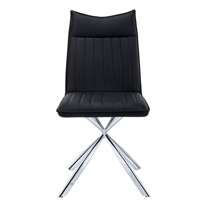 Tufted And Upholstered Faux Leather Dining Parsons Chairs (Set of 2) - Black