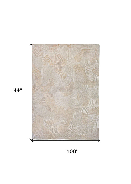 9' x 13' Abstract Non Skid Area Rug - Beige And White