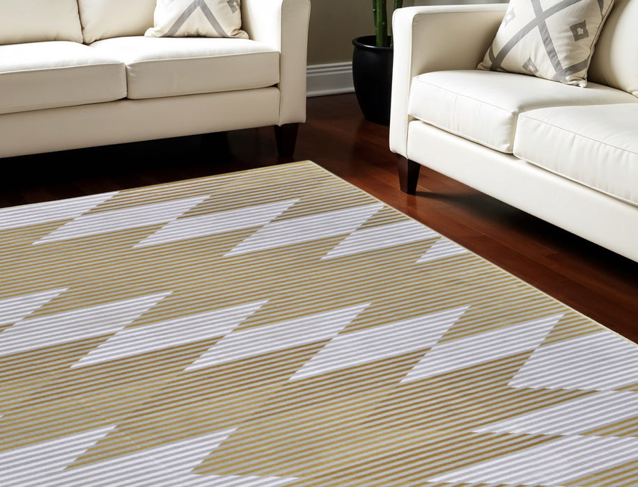 10' X 13' Geometric Power Loom Area Rug - White