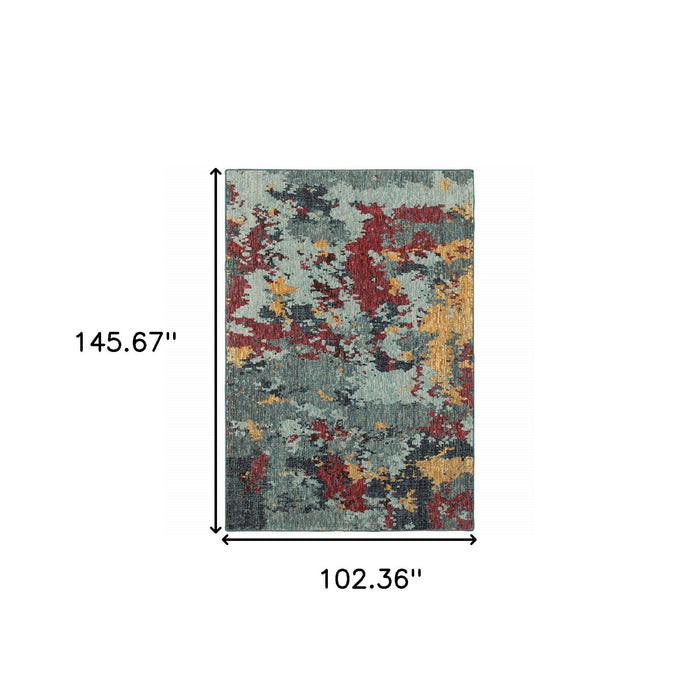 9' x 12' Abstract Power Loom Area Rug - Blue And Beige
