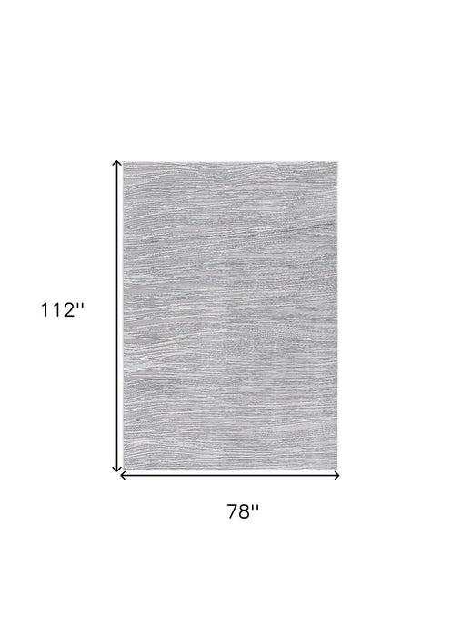 7' x 9' Striped Power Loom Area Rug - Gray And Ivory