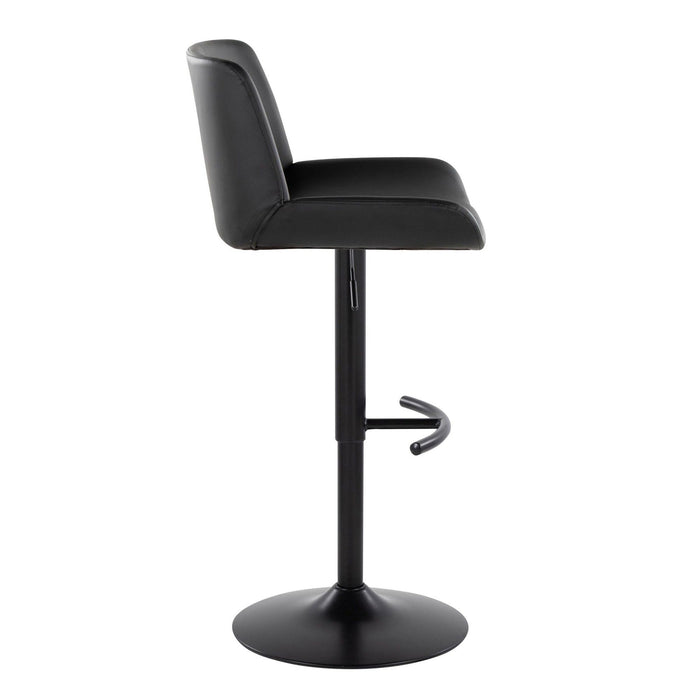 Santi - Upholstered Adjustable Barstool With Swivel And Rounded T Footrest (Set of 2) - Black Metal