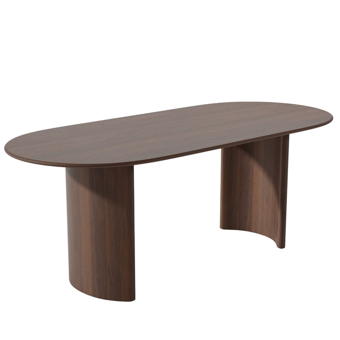 66" Solid Wood Double Pedestal Base Dining Table - Brown