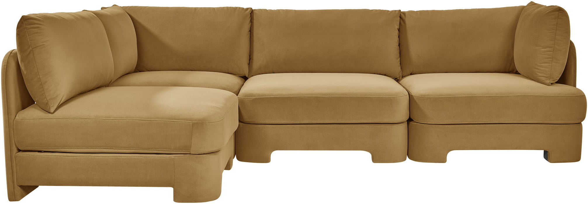Meridian Furniture Hammond velvet performance fabric 4-piece armless sectional sofa with plush upholstery and modern design.