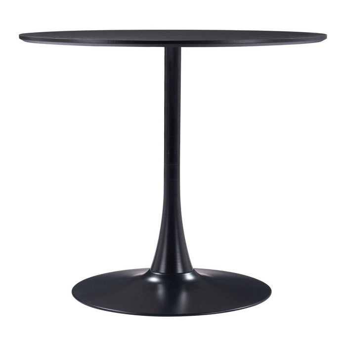 36" Wood And Steel Pedestal Base Round Top Dining Table - Black