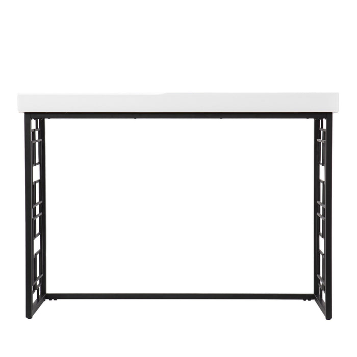 Glass Sled Console Table - White / Black