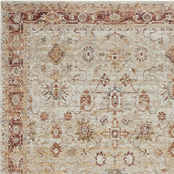 9' X 13' Floral Distressed Area Rug (553099) - Ivory / Red