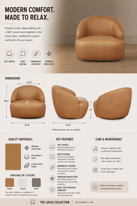 Manhattan Lukas - Upholstered Swivel Accent Chair