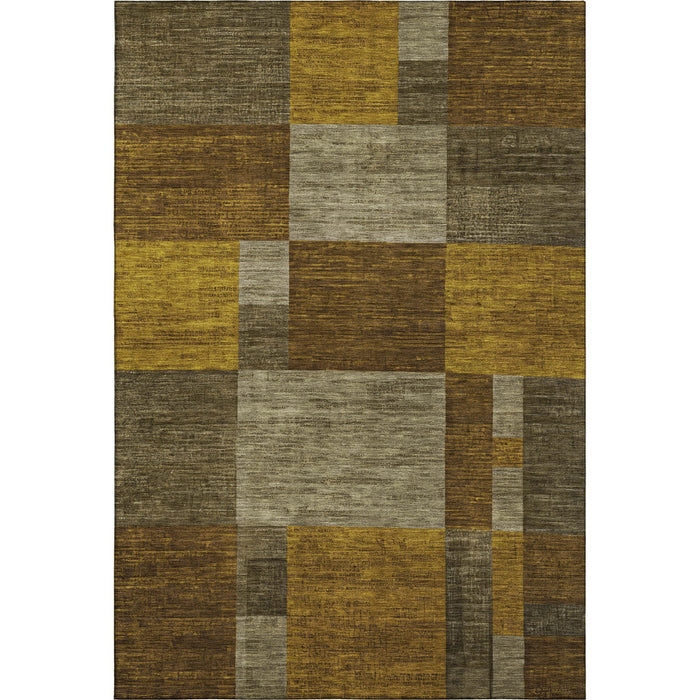 10' X 14' Geometric Washable Area Rug With UV Protection (700059) - Pewter / Gold / Brown