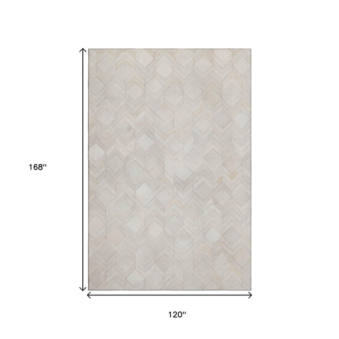 10' X 14' Geometric Washable Area Rug With UV Protection (644682) - Ivory / Gray