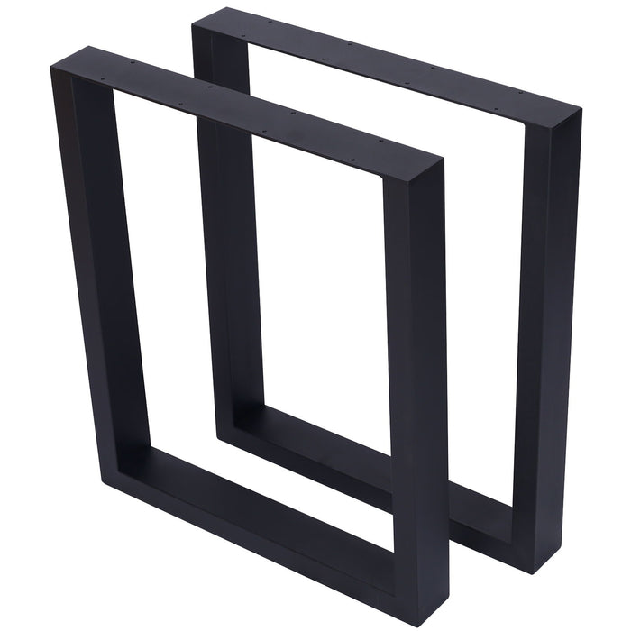 Set of two Giga square metal table legs with wide, heavy-duty steel design for dining, desk, or coffee table support.