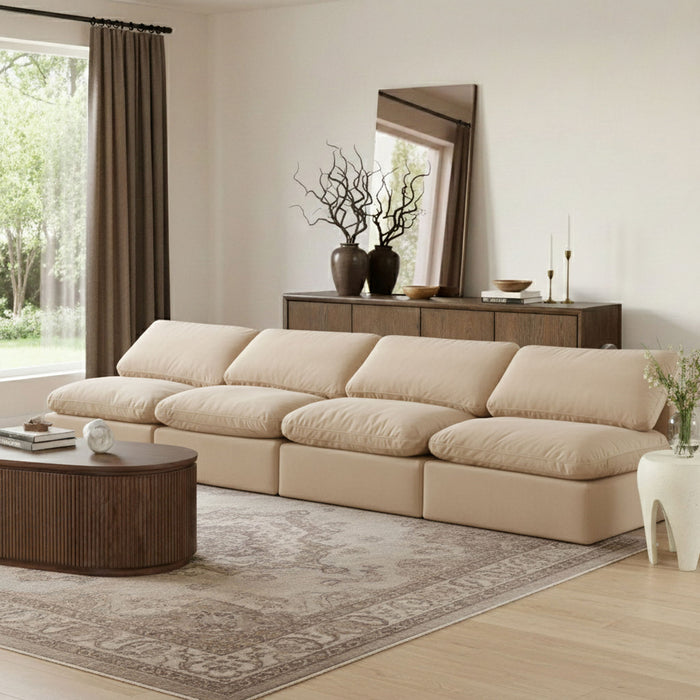 Indulge - Velvet 4 Seat Modular Armless Sofa