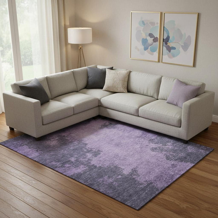 10' X 14' Abstract Washable Area Rug With UV Protection (707893) - Purple / Lavender