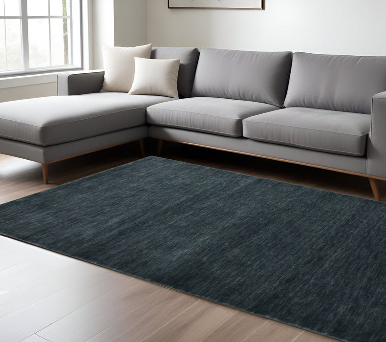 9' X 12' Wool Hand Woven Area Rug - Dark Gray