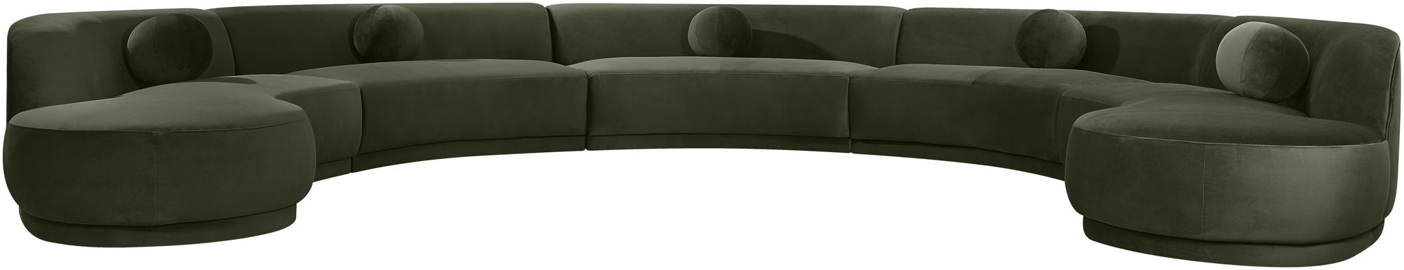 Meridian Furniture Avra 192-inch velvet upholstered sectional with plush cushions and modern design, perfect for living room seating.