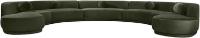 Meridian Furniture Avra 192-inch velvet upholstered sectional with plush cushions and modern design, perfect for living room seating.