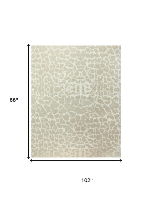 5' X 8' Animal Print Hand Knotted Area Rug (744139) - Ivory / Beige