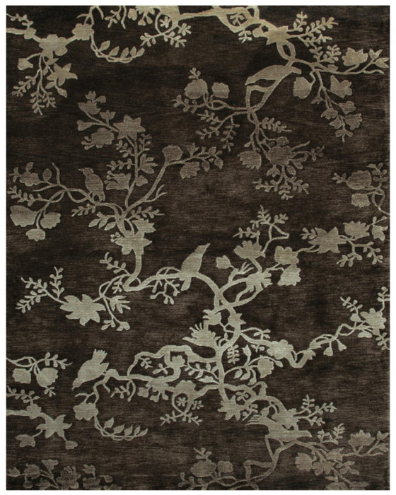 9' X 12' Wool Floral Hand Knotted Area Rug (744365) - Gray / Silver