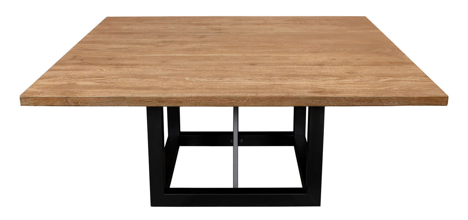 60" Solid Wood And Iron Frame Base Square Dining Table - Brown / Natural