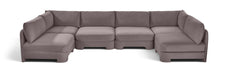 Meridian Furniture Hammond velvet performance fabric 6-piece U-shaped armless sectional sofa in a modern stationary design.