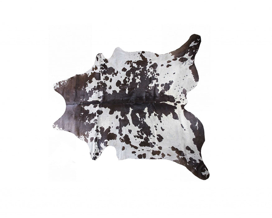72" x 84" Cowhide Rug - White And Chocolate
