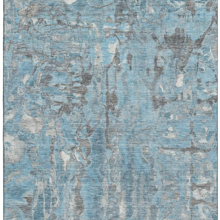 10' X 14' Abstract Washable Area Rug With UV Protection (718508) - Denim Blue / Gray