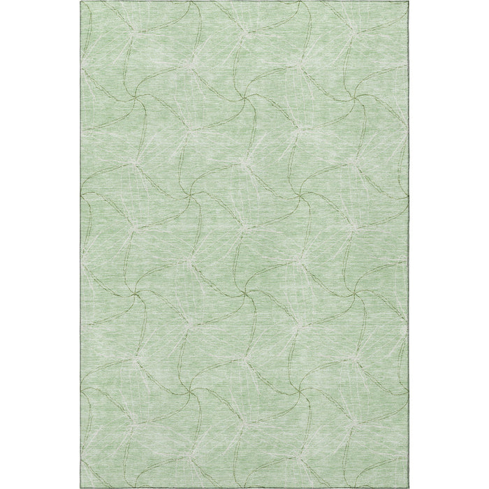 10' X 14' Geometric Washable Area Rug With UV Protection (676578) - Mint Green / Ivory