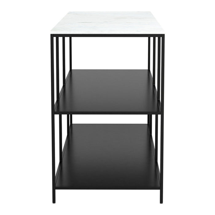 Genuine Marble Console Table With Two Shelves - White / Black