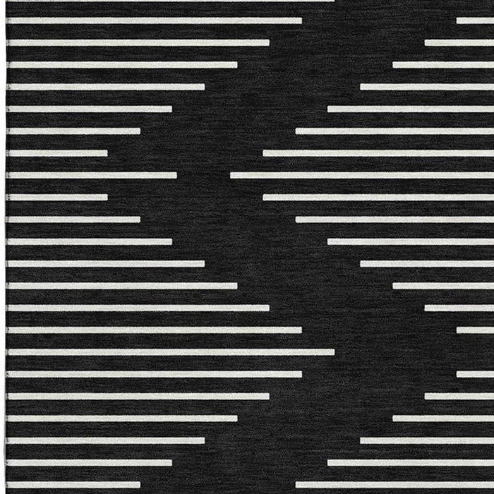 10' X 14' Geometric Washable Area Rug With UV Protection (679696) - Black / Ivory