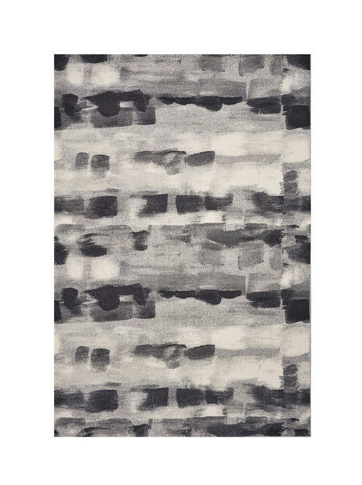 8' x 11' Machine Woven Abstract Brushstroke Indoor Area Rug - Shades Of Gray