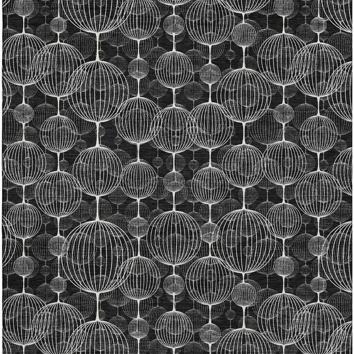 10' X 14' Geometric Washable Area Rug With UV Protection - Black And Ivory