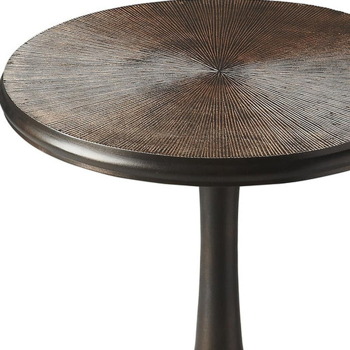 22" Metal Round Pedestal End Table - Bronze