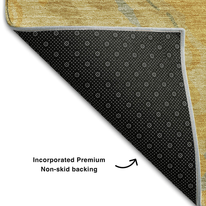 10' X 14' Abstract Washable Area Rug With UV Protection (681443) - Gold / Gray / Olive Green