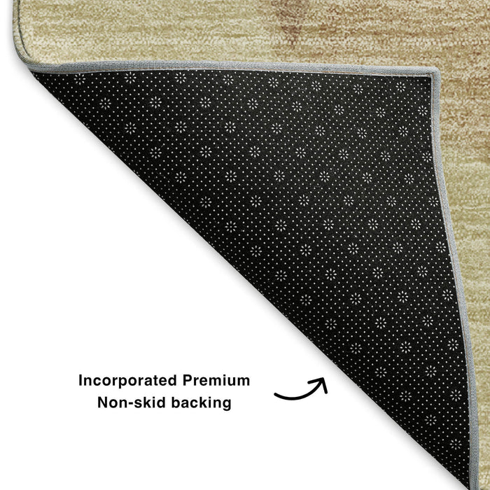 10' X 14' Geometric Washable Area Rug With UV Protection (653326) - Chili Red / Beige