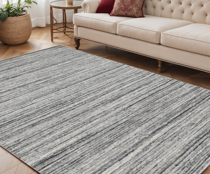 5' X 8' Transitional Wool Striped Hand Woven Area Rug - Ivory
