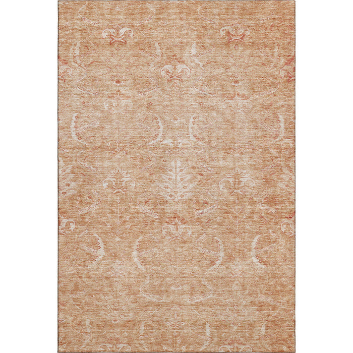 10' X 14' Damask Washable Area Rug With UV Protection (683920) - Salmon / Ivory