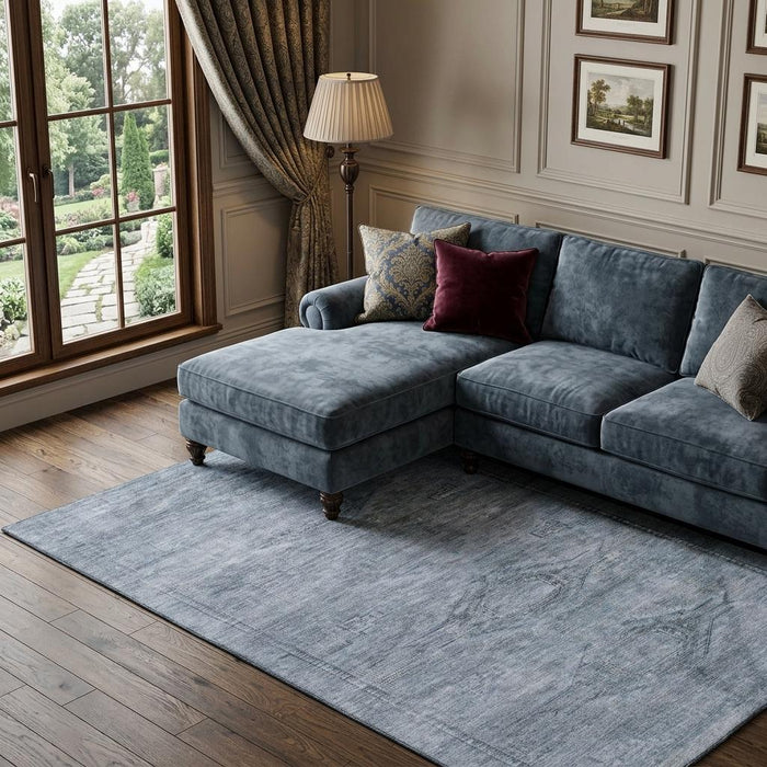 10' X 14' Abstract Geometric Washable Area Rug With UV Protection (695402) - Sky Blue / Gray
