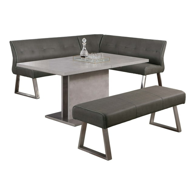 Chintaly KALINDA Contemporary Dining Set w/ Extendable Table, Nook & Bench