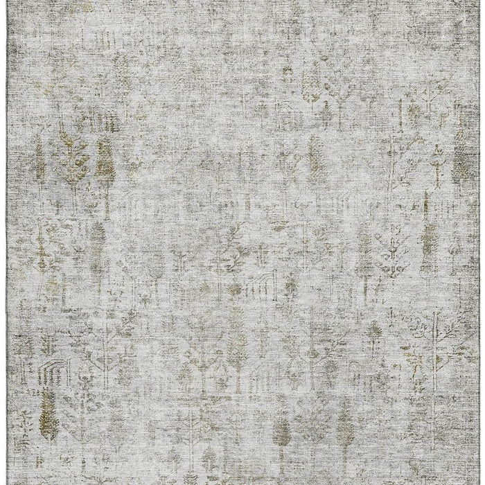 10' X 14' Floral Washable Area Rug With UV Protection (684136) - Silver / Ivory / Beige