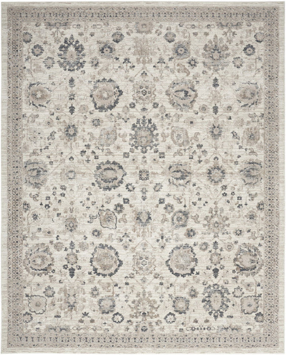 8' X 10' Floral Distressed Non Skid Area Rug (564153) - Ivory / Black / Gray