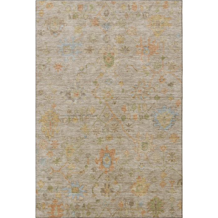 10' X 14' Floral Washable Area Rug With UV Protection (708397) - Beige / Orange / Blue