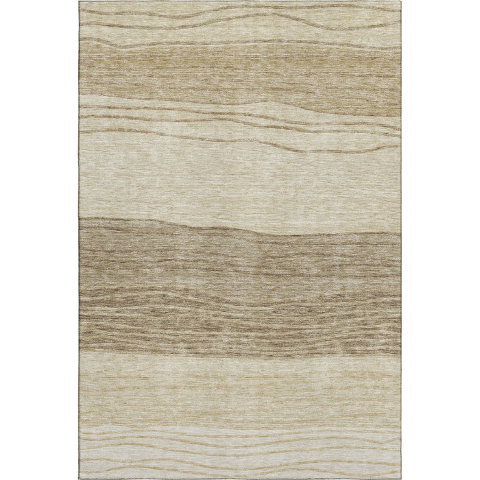 10' X 14' Striped Washable Area Rug With UV Protection - Beige And Brown