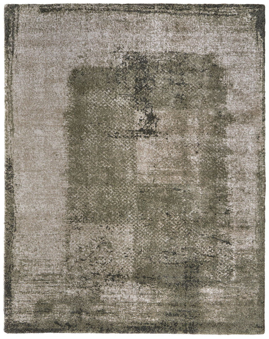 12' X 15' Abstract Distressed Area Rug - Green And Tan