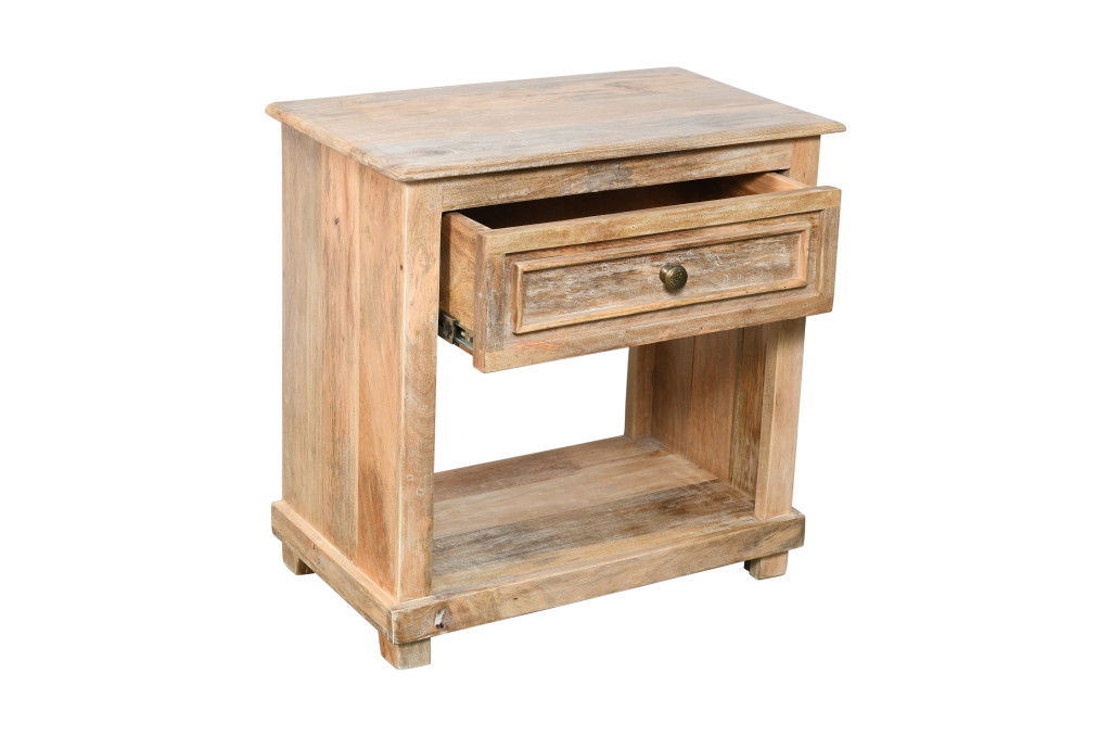 28" Distressed One Drawer Solid Wood Nightstand - Natural