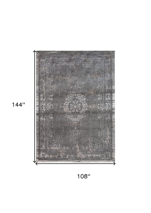 9' x 13' Medallion Non Skid Area Rug - Gray