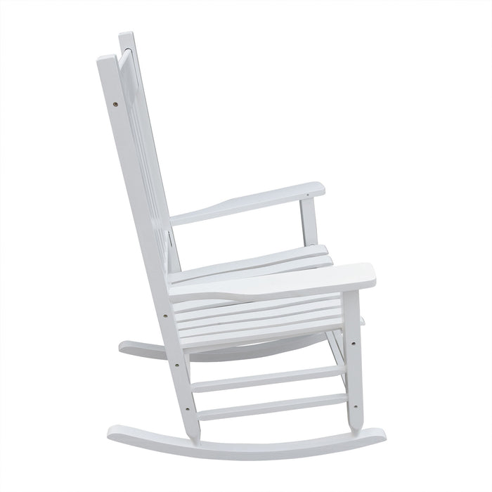 Giga classic wooden porch rocker chair made of Populus wood with a comfortable design, featuring a smooth, curved seat and backrest.