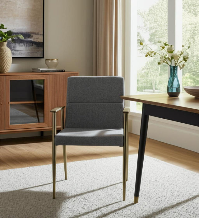 Upholstered Fabric Dining Chair With Arms - Gray