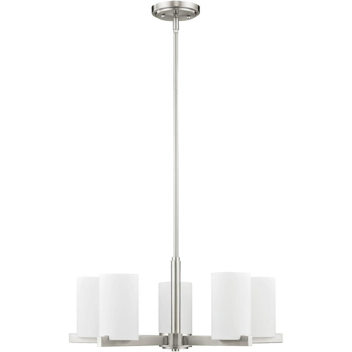 5 Light Dimmable Chandelier With Shades - Nickel