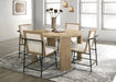 Giga Bowen 5-piece round dining table set with oak finish and cream upholstered chairs, ideal for modern dining rooms