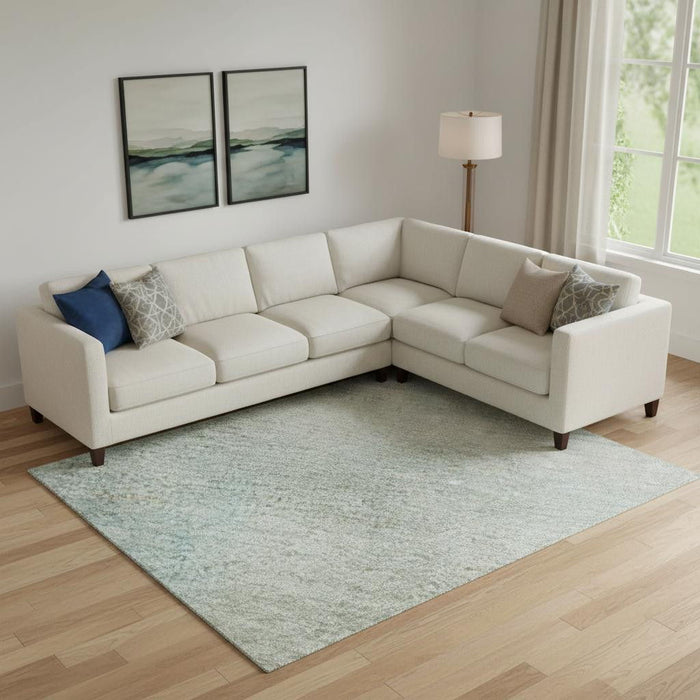10' X 14' Striped Washable Area Rug With UV Protection (699622) - Sky Blue / Peach / Lilac